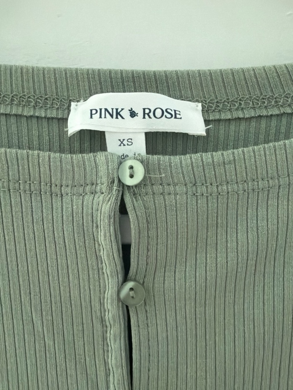 Pink Rose Sage Green Ribbed Button-Back Tank - Picture 2 of 2